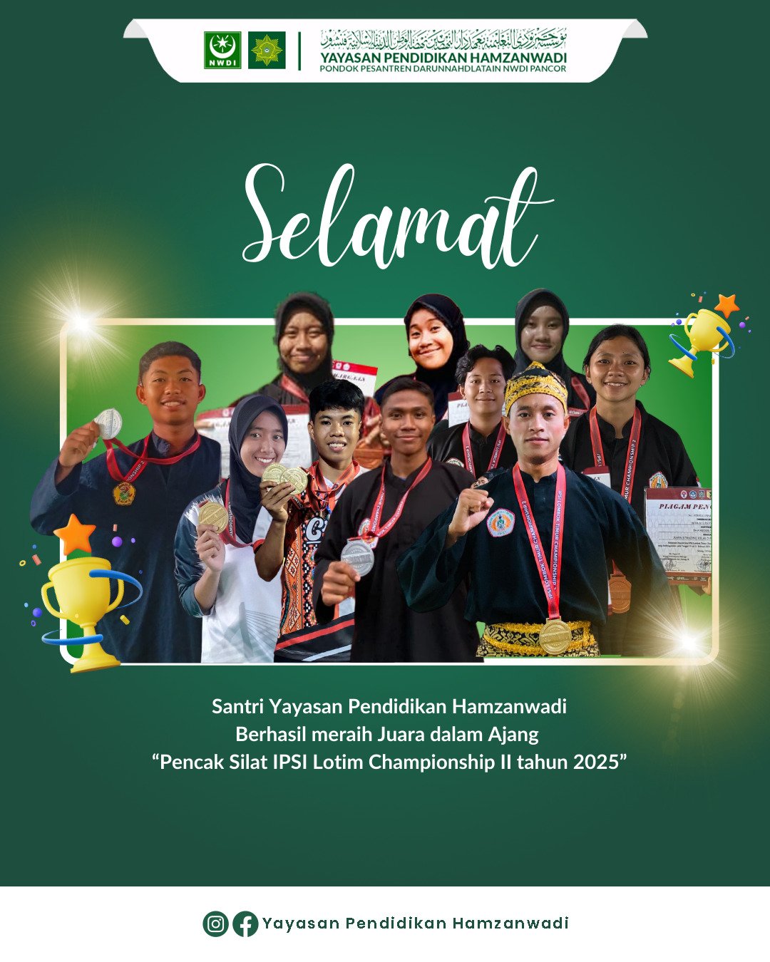 Santri Yayasan Pendidikan Hamzanwadi Borong Juara pada Kejuaraan Pencak Silat IPSI Lotim Championship II 2025