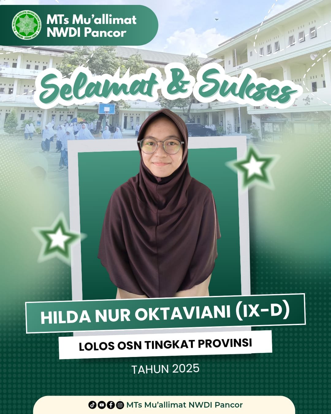 Santri MTs Mu’allimat NWDI Pancor Lolos OSN Tingkat Provinsi 2025