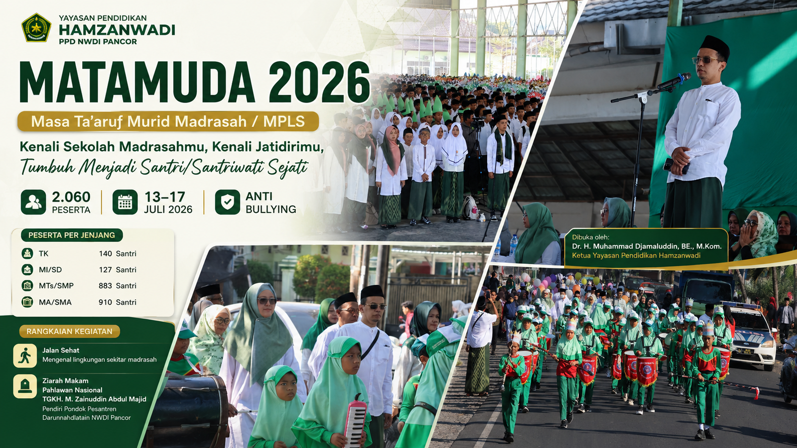 MATAMUDA 2026 Resmi Dimulai, 2.060 Santri Baru YPH PPD NWDI Pancor Siap Menjadi Generasi Berkarakter
